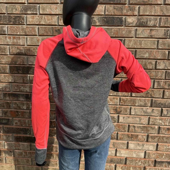 Nike Hoodie Womens M Pink Grey Pullover Athletic Therma Fit Raglan Sleeve Pocket - Picture 5 of 7